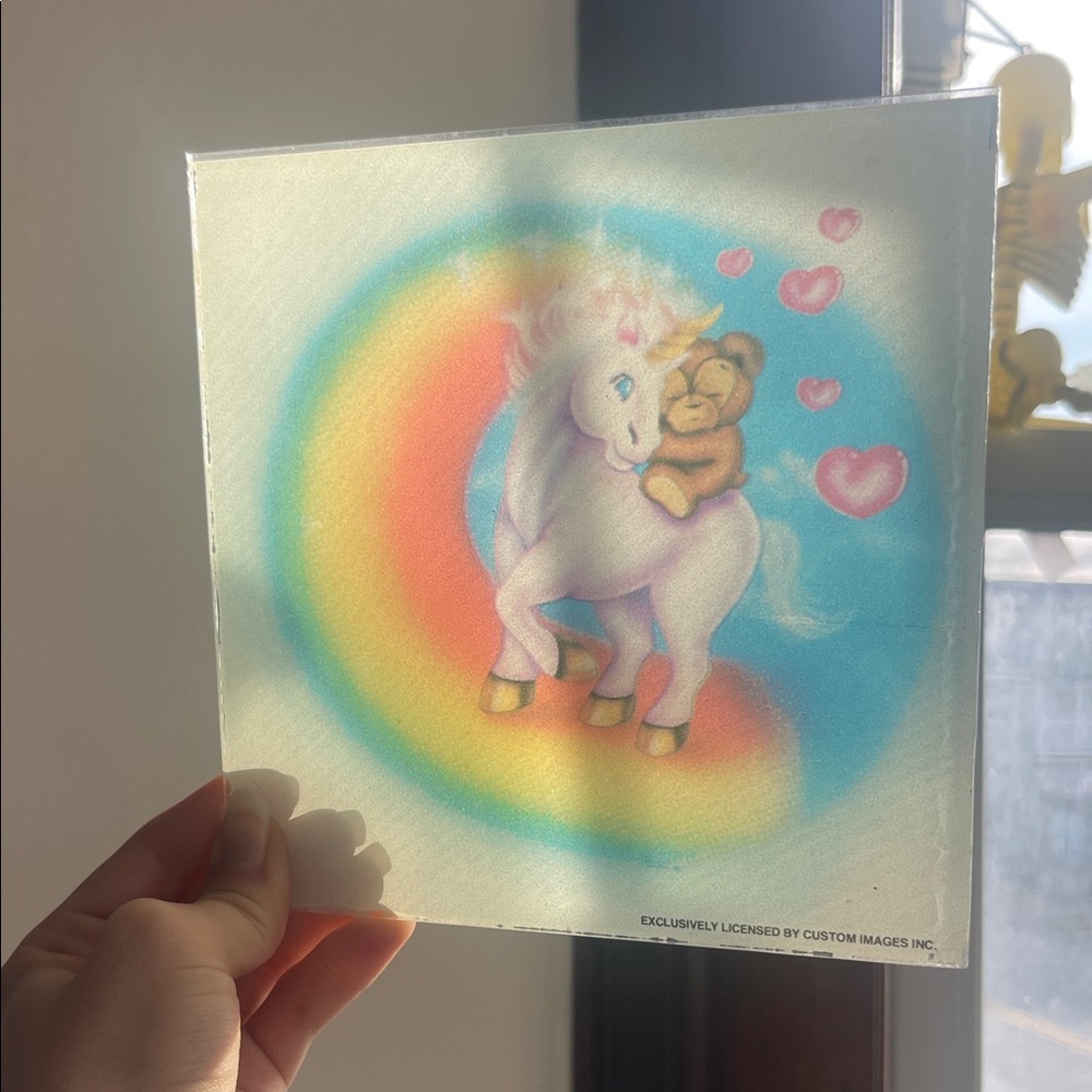 Vintage Unicorn and Teddy Bear Glass Art Print